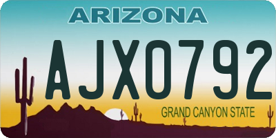 AZ license plate AJX0792