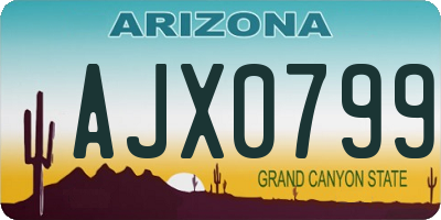 AZ license plate AJX0799