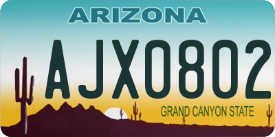 AZ license plate AJX0802