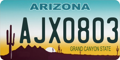 AZ license plate AJX0803
