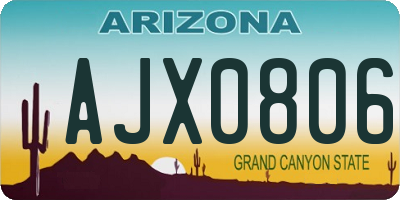 AZ license plate AJX0806