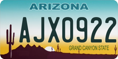 AZ license plate AJX0922