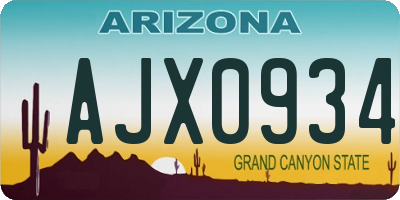 AZ license plate AJX0934