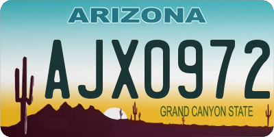 AZ license plate AJX0972