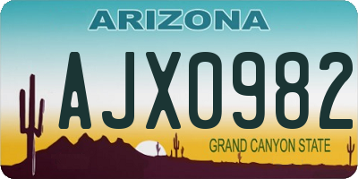 AZ license plate AJX0982