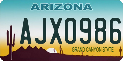AZ license plate AJX0986