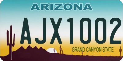 AZ license plate AJX1002
