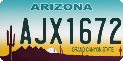 AZ license plate AJX1672