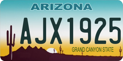 AZ license plate AJX1925