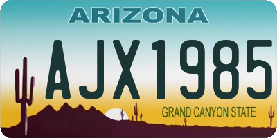 AZ license plate AJX1985