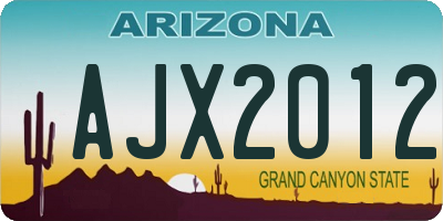 AZ license plate AJX2012