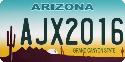 AZ license plate AJX2016