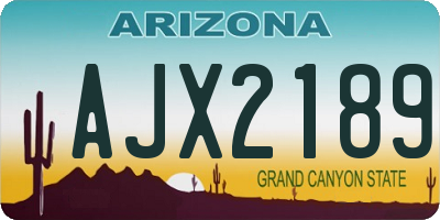 AZ license plate AJX2189