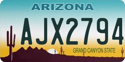 AZ license plate AJX2794