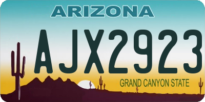 AZ license plate AJX2923