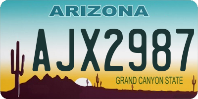AZ license plate AJX2987