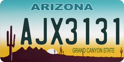 AZ license plate AJX3131