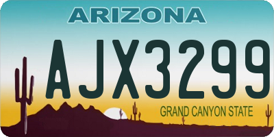 AZ license plate AJX3299