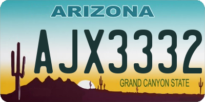 AZ license plate AJX3332
