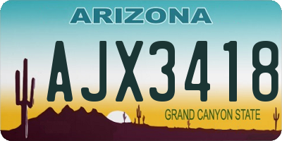 AZ license plate AJX3418