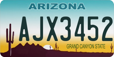 AZ license plate AJX3452