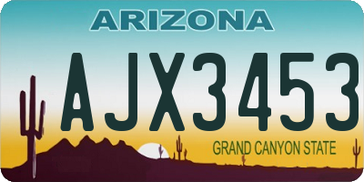 AZ license plate AJX3453