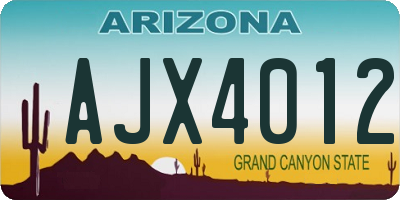 AZ license plate AJX4012