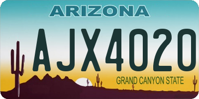 AZ license plate AJX4020