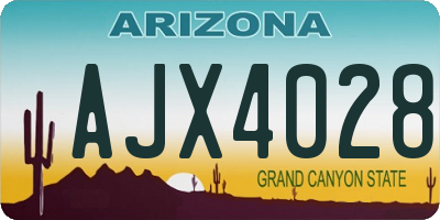 AZ license plate AJX4028