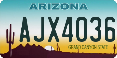 AZ license plate AJX4036
