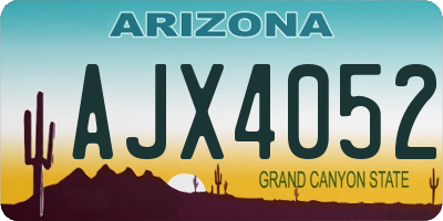 AZ license plate AJX4052