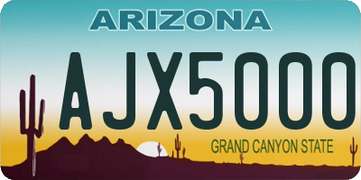 AZ license plate AJX5000