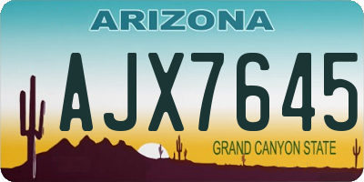 AZ license plate AJX7645