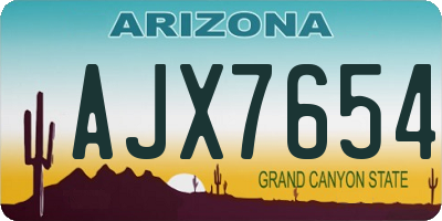 AZ license plate AJX7654