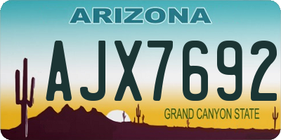 AZ license plate AJX7692