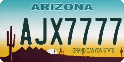 AZ license plate AJX7777