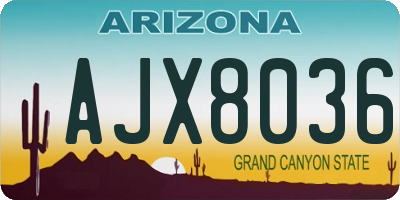 AZ license plate AJX8036