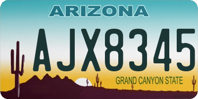 AZ license plate AJX8345