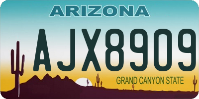 AZ license plate AJX8909