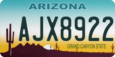 AZ license plate AJX8922