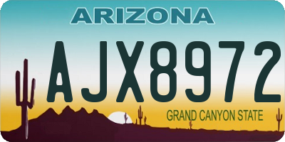 AZ license plate AJX8972