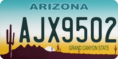 AZ license plate AJX9502
