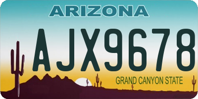 AZ license plate AJX9678