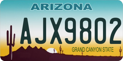 AZ license plate AJX9802