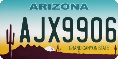 AZ license plate AJX9906