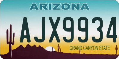AZ license plate AJX9934