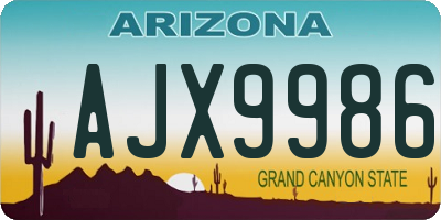 AZ license plate AJX9986