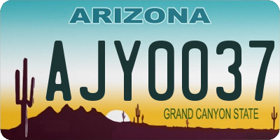 AZ license plate AJY0037