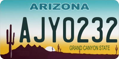 AZ license plate AJY0232