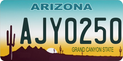 AZ license plate AJY0250